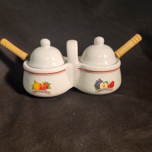 Vintage Smucker's Co. Double Jam Jelly Condiment Jars With Lids 